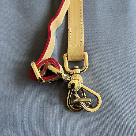 Arcadia Handbag Strap Crossbody Replacement Beige Tan Patent Leather Gold Clasp - Picture 5 of 8